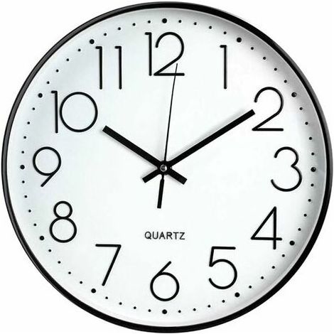 royaluxe - Horloge Murale sans tic-tac, Moderne, silencieuse, Grand Cadran Noir (1/5)