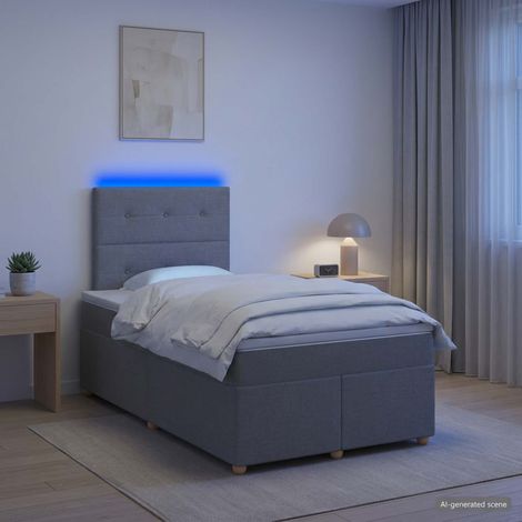 Lit boxspring avec matelas Gris clair 120 x 200 cm Tissu (1/5)
