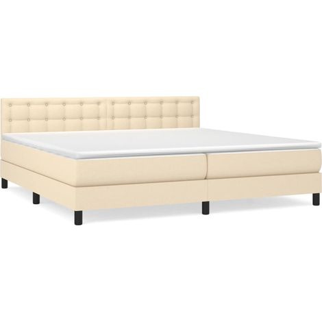Maison Exclusive - Giroletto a Molle con Materasso Crema 200x200 cm in Tessuto (1/5)