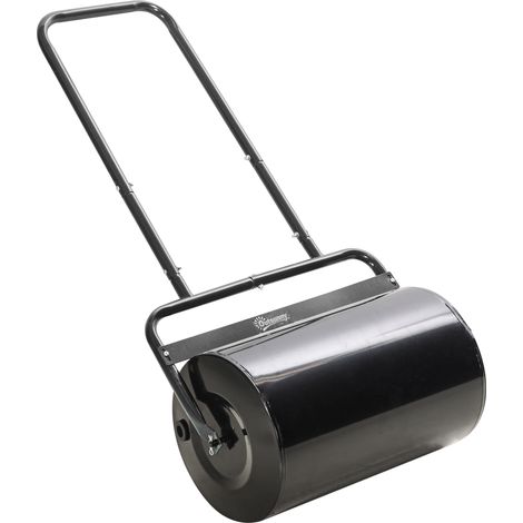 Rouleau à gazon 50 cm pour jardin, remplissable sable ou eau, manche ergonomique, dimensions 58 x 32,5 x 113 cm, noir (1/5)