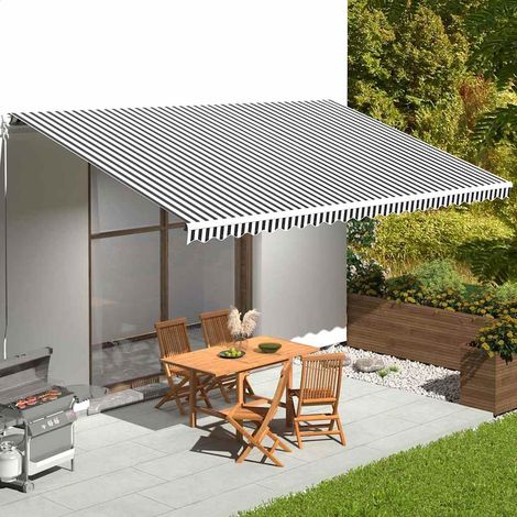 vidaXL Tessuto di Ricambio per Tenda da Sole Antracite e Bianco 600x350 cm Poliestere