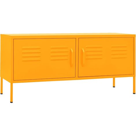 Meuble TV, Étagère TV, Meuble de Salon, Jaune moutarde 105x35x50 cm Acier OIB8473E (1/5)