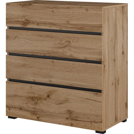 Comò HAVANA in quercia e nero – 4 cassetti – Stile naturale e organizzazione moderna