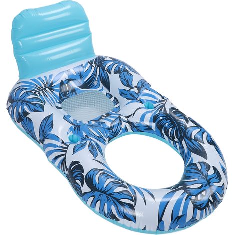 Matelas gonflable pour adulte avec porte-gobelet, matelas de piscine en PVC avec dossier et repose-pieds, idéal pour l'été et la plage. (1/5)