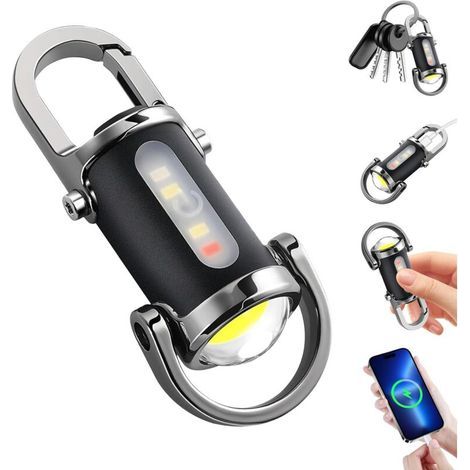 Pair Extrem leistungsstarke LED-Taschenlampe, USB-C-aufladbar, wasserdicht, 5 Leuchtmodi, Schlüsselanhänger, ideal zur Selbstverteidigung, beim Camping, bei Outdoor-Aktivitäten und in Notfallsituation