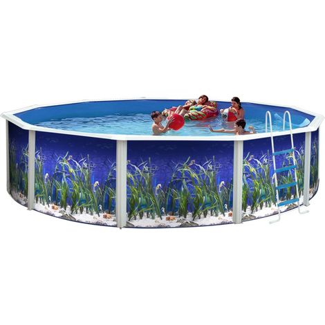 Kit piscine hors-sol acier Toi OCEANO ronde Ø3.50 x 1.20m décor aquatique (1/4)