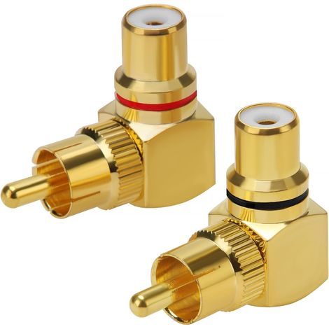 Adaptador Rca L Forma 90 Grados Macho Hembra - Contactos Dorados - Para Conexiones Audio Video - 2 Unidades (1/5)