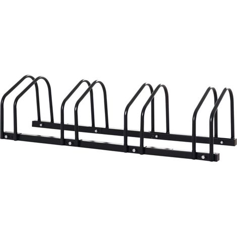Râtelier 4 vélos range-vélos support de rangement pneu 65 mm sol ou mural pour VTT enfants BMX 110 x 33 x 27 cm acier noir