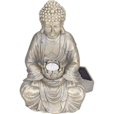 Lampe de jardin Bouddha à énergie solaire, statue de jardin zen Bouddha pour jardin, terrasse, patio
