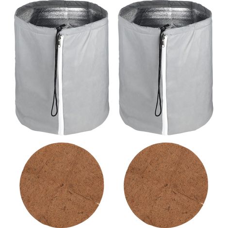 2 Pcs Housse pour Pot de Fleur 50  45cm,Protection Gel Plantes en Pot, Housse Hivernage Plante avec Cordon de Serrage,Fermeture Éclair et Tapis Gris (1/5)