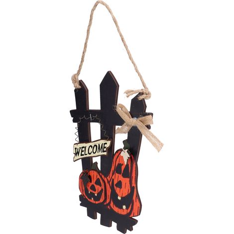 Plaque de bienvenue pour fête des fantômes - Décoration légère en bois pour Halloween