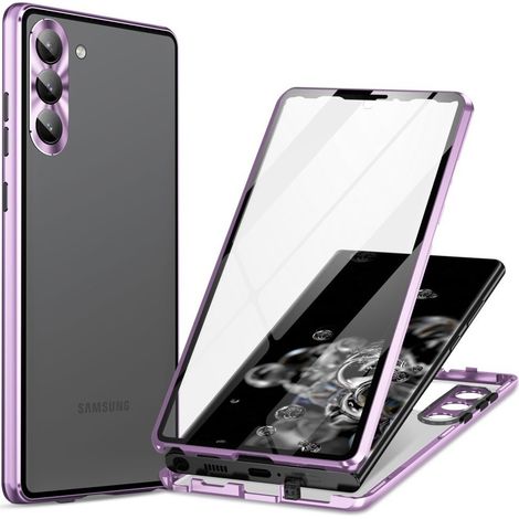 Custodia per Samsung Galaxy S24, con doppio vetro magnetico, viola (1/3)
