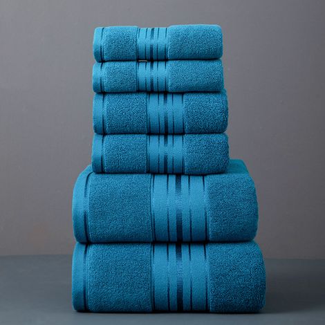 Lot de 8 serviettes en coton visage main bain bleu salle de bain (1/5)