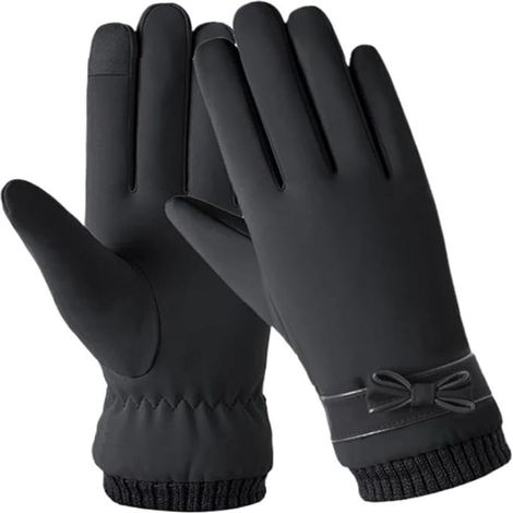 Gants Hiver - Thermique Double Couche - Coupe-Vent - Doigts Intégraux - Protection Poignet Longue - Antidérapant - Universel - 1 Paire
