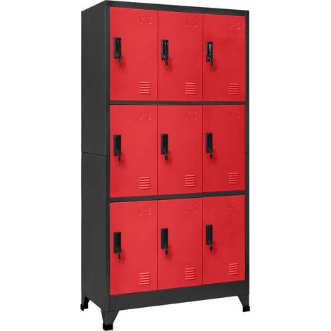 Armoire à casiers moderne design 90 x 45 x 180 cm verrouillable ambiance contemporaine en acier anthracite (1/5)