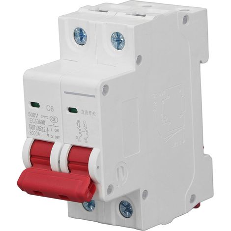 Disjoncteur miniature 2P, capacité de coupure 6000 A, petit disjoncteur CC pour système photovoltaïque solaire, 500 V CC, 6 A (1/5)