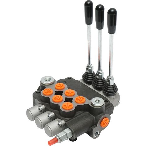 Distributore idraulico a 3 leve, portata 80L/min, con leva e riduzione inclusi -15 /+80 Breckner Germany (1/4)