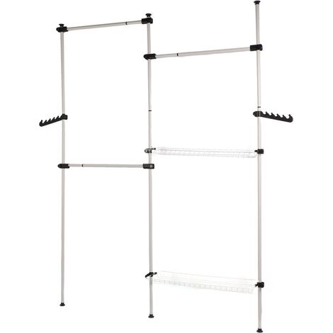 Porte-vêtements d'intérieur portable, outils gratuits, cintre robuste et réglable à monter soi-même pour la maison (1/5)