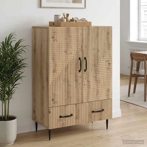 Buffet de Rangement Chêne Artisanal 66 x 34,5 x 95 cm Bois d'Ingénierie, Design Moderne, pour salon et salle à manger (1/5)