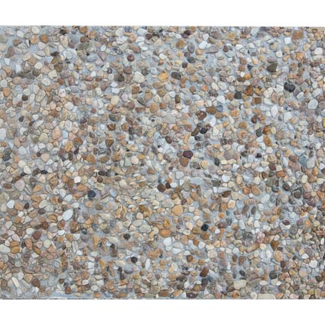Terrazo de Canto rodado PiedraViva / Amarillo / Palet 12 m2 / 40x40x4 cm - Piedra mediana - Fondo gris