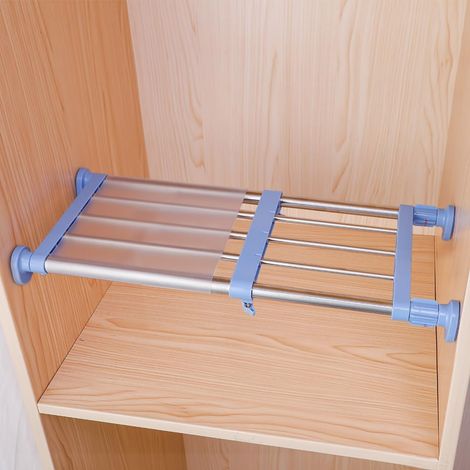 la Tension de l'Armoire étagère et Tige Extensible de Rangement en métal Rack réglable Organiseur DIY cloison de séparation, Bleu, 40-60cm (1/3)