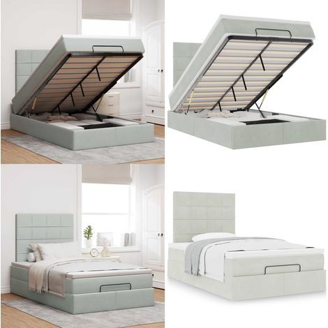 Struttura Letto Pouf con Materassi 120x200 cm Velluto - Materasso a molle insacchettate - Letto con stoccaggio