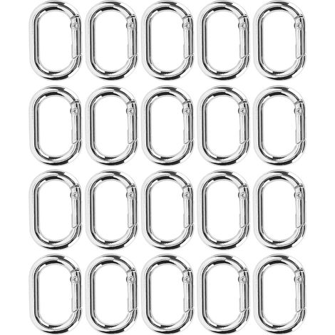 20 Pcs Mousquetons Ovales, Boucle à Ressort à Crochet Ovale Clip Porte Clés Fermoir, 20 x 31 mm Mousqueton Porte-clés pour Sangle Vêtements Sacs, Bricolage Porte-Clés Chaîne