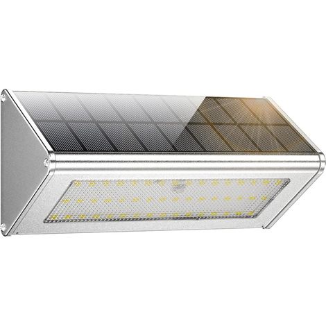 Lampe Extérieur Solaire 3000 lumens 48LED 3000mAh, avec Coque en Alliage d'aluminum, IP65 imperméable en Plein air, Radar-détection de Mouvement, Lumière Solaire s’appliquant au Jardin, Cour [Classe é