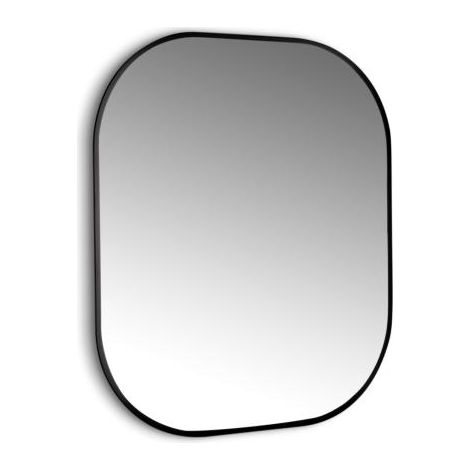 Emuca Miroir Cepheus avec éclairage décoratif à LED et cadre noir, arrondi rectangulaire 600 x 800 mm, AC 230V 50Hz, 12 W, Aluminium et Verre - talla (1/5)