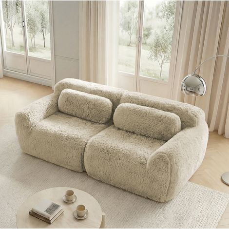 2-Sitzer-Plüschsofa, modular, mit Kissen, 204 x 104 x 73 cm HAVRYA (1/5)
