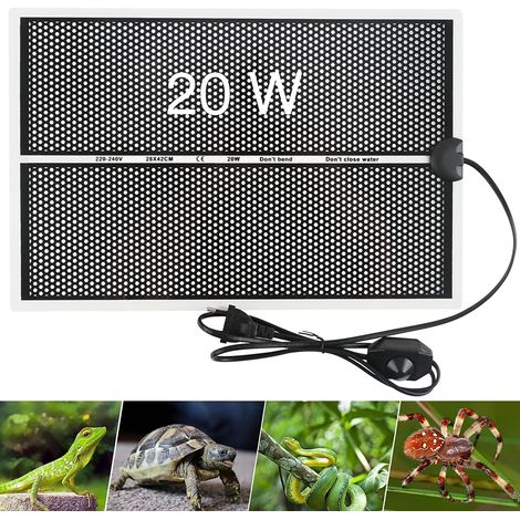 Esterilla calefactora para terrarios, con temperatura ajustable para reptiles, tortugas, serpientes, lagartos y arañas (20 W, 28 x 42 cm) (1/5)