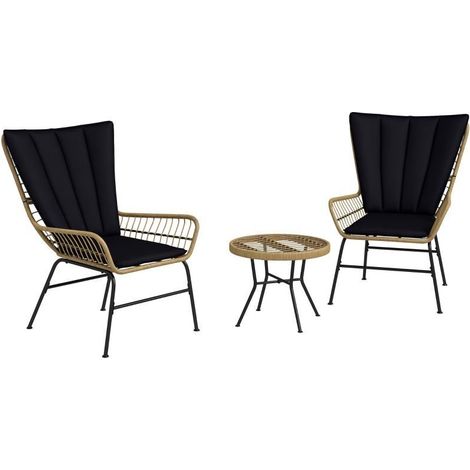Ensemble bistro pour balcon résistant aux intempéries, dimensions 76 × 66 × 96 cm, couleur noire (1/5)