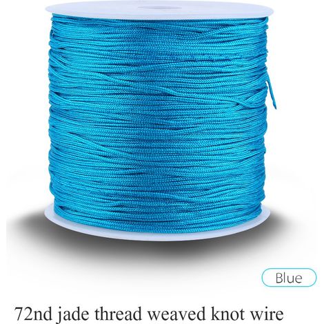 Cordon nylon pour nœud chinois, 100 m x 0,8 mm, fil macramé bleu, corde à queue de rat, idéal pour bracelets Shamballa et bricolage