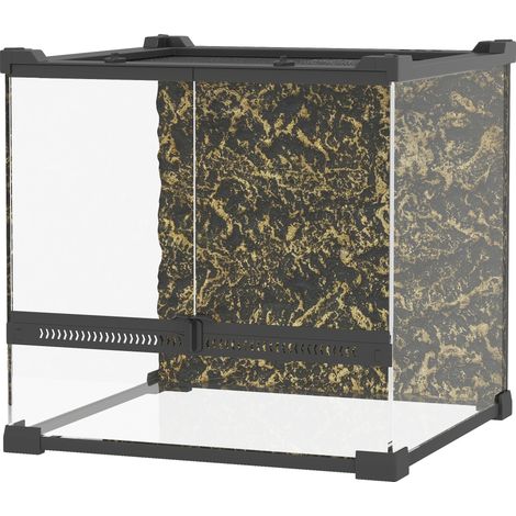Terrarium en verre pour reptiles, base surélevée et étanche, verrouillage par bouton-poussoir