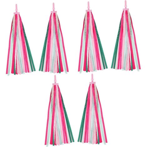 Lot de 6 banderoles de vélo pour vélo d'enfant (3 paires) – Mélange rose/vert/turquoise, couleurs douces, pour le guidon, couleur des fiches aléatoire (1/5)