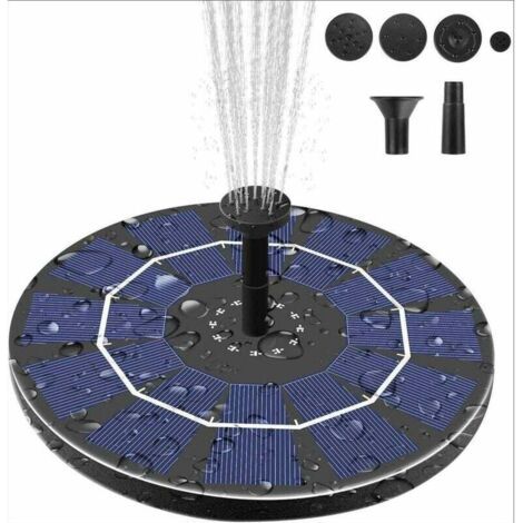 Solar-Gartenbrunnen für 2,5 W mit 1000 mAh Batterie-Backup, solarbetriebene Springbrunnenpumpe für Vogelbad, Gartenteich, Außenpool
