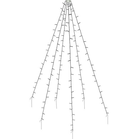 Lichterkette für Fahnenmast und Weihnachtsbaum - 800 cm Länge - mit 400 LED in warm weiß - Garten Beleuchtung Fahnenstange Baum Überwurf für Außen inklusive Heringe