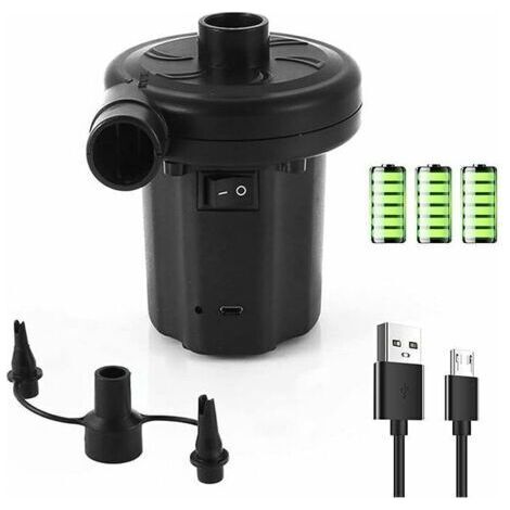 Gonfleur de piscine Pompe Électrique, Pompe Air Rechargeable avec 3 Buses - Gonfleur et Dégonfleur Rapide - Pompe Électrique Portative pour Matelas, Camping Coussin, Jouets de Piscine, Anneau de Natat (1/4)