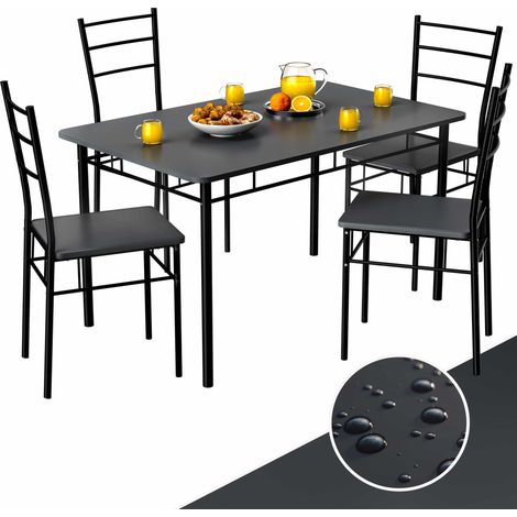 CASARIA® Conjunto Mesa y 4 Sillas Muebles de Cocina Comedor Madera Juego de 5 Pzs. 110x70cm Industrial Leo Anthrazit (de)