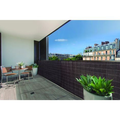 Canisse synthétique double FENCY TWIN marron foncé 2x3m Nortene (1/3)