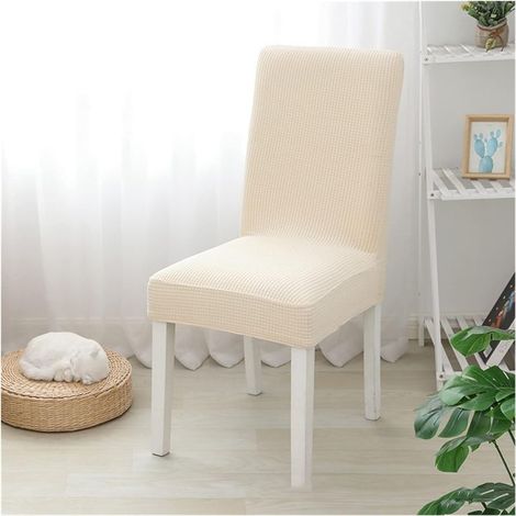 Lot de 4 housses de chaise extensibles pour banquet, cuisine, restaurant - beige (1/5)