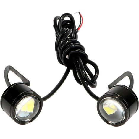 Phares LED Moto Blanc Série-Karteo 2 Pièces Éclairage Jour Étanche Aluminium 12V Installation Rétroviseur (1/4)