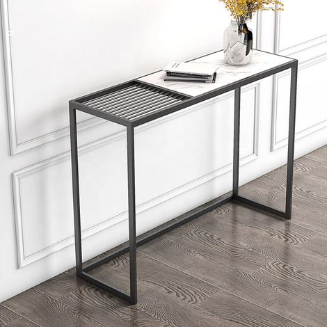 MEUBLER DESIGN Console Design Marbre Artificiel Alto, Métal, Métal, Rectangulaire, Style Contemporain, 120 x 40 x 90 cm (1/3)
