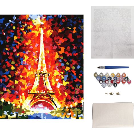 Peinture par numéros sans cadre Tour Eiffel 40x50cm DIY peinture à la main paysage pour salon décoration murale (1/5)