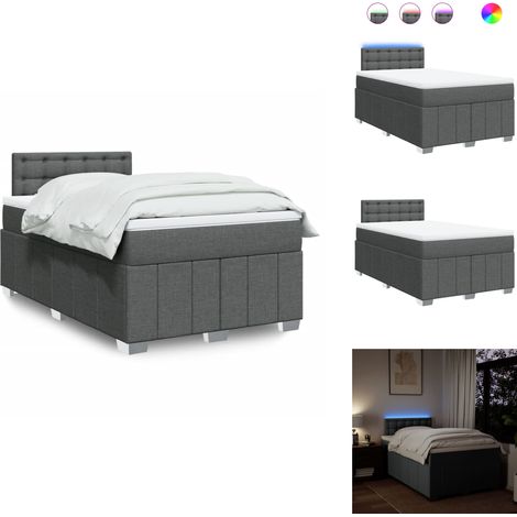 Sommier à lattes de lit avec matelas gris foncé 120x190cm tissu - Sommier À Lattes De Lit - Sommiers À Lattes De Lit - Lit - Meuble De Chambre À Coucher (1/5)