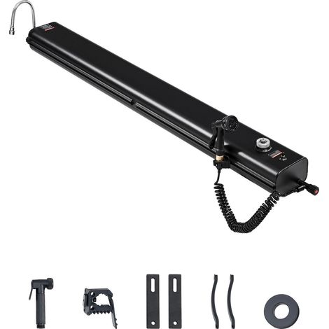 Réservoir d'eau pour galerie de toit, 30 L, réservoir d'eau sous pression pour douche de camping, en aluminium, 2 panneaux anti-éclaboussures, rainure en T, port de pressurisation, pour coffre (1/5)