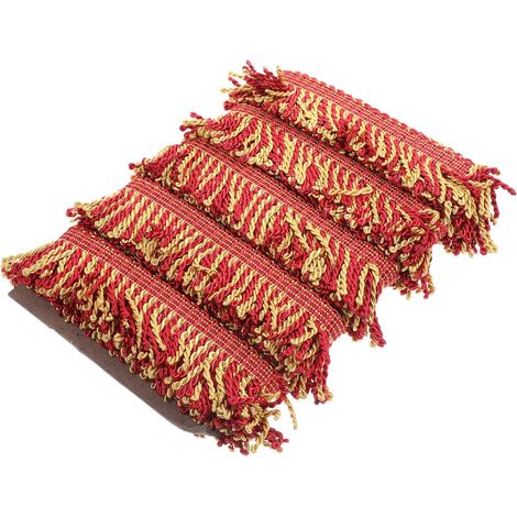 Bordure à Franges Pour Rideaux Et Canapé, 14 Mètres, Polyester Doré Et Rouge, Décoration Maison, Couture Diy, Accessoire Décoratif Pour Salon Et Textile (1/5)