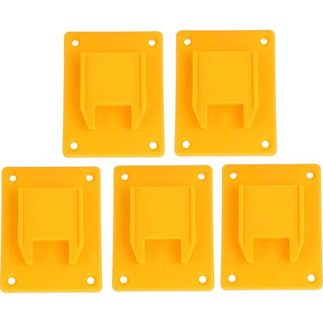 Set mit 5 gelben Wandhalterungen für Akkus von Akkuwerkzeugen, Aufbewahrungshaken für 14,4-V-, 18-V- und 20-V-Lithium-Akkus, Werkstattmontage (1/5)