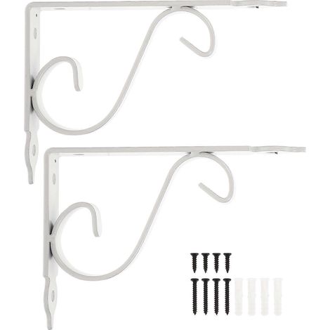 Supports d'étagère triangulaires en fer robuste pour usage domestique, blancs, 15,00 x 11,50 x 2,50 cm, design simple, lot - AquaForge (1/4)