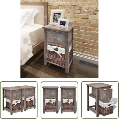 The Living Store Table de chevet 2 pcs Bois Marron - Tables De Chevet - Meuble Rustique - Table De Nuit - Commode - Rangement (1/5)